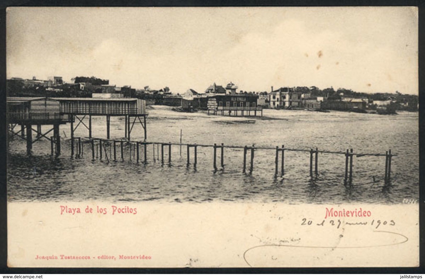 1618 URUGUAY: MONTEVIDEO: Pocitos Square, Ed. Testasecca, Sent To Buenos Aires In 1903, Th - Uruguay