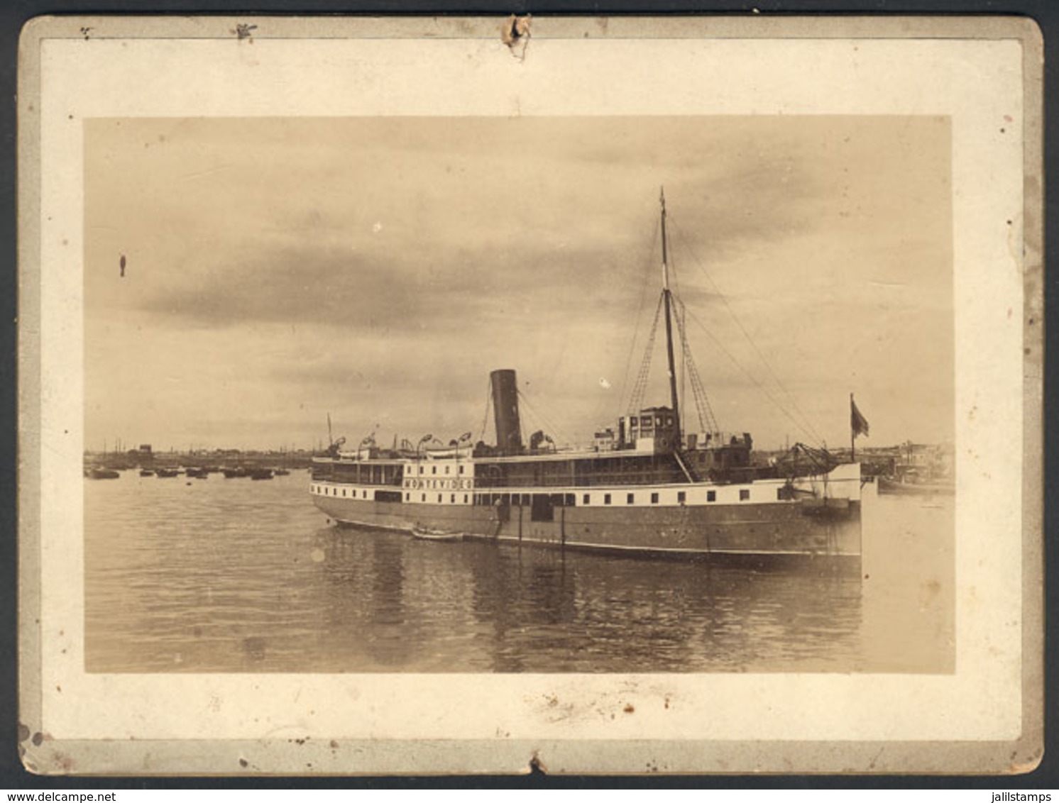 1645 URUGUAY: Steamer "Helios", 1896, Very Nice Photograph Glued To Card - Uruguay