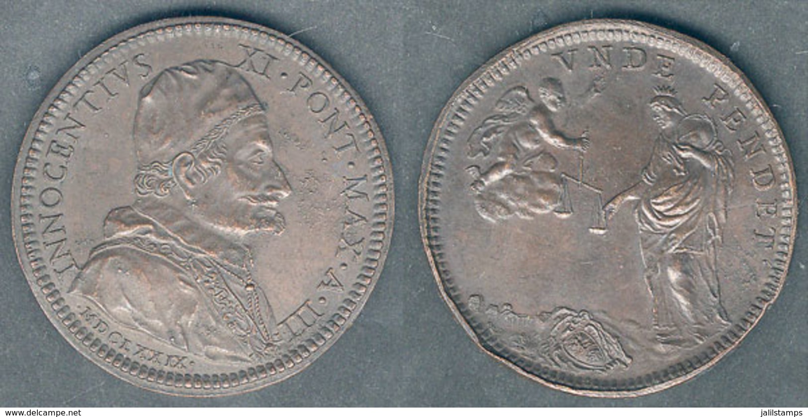 1652 VATICAN: Pope Innocent XI, Commemorative Medal "Unde Pendet", Year 1679, Fine Quality - Autres & Non Classés