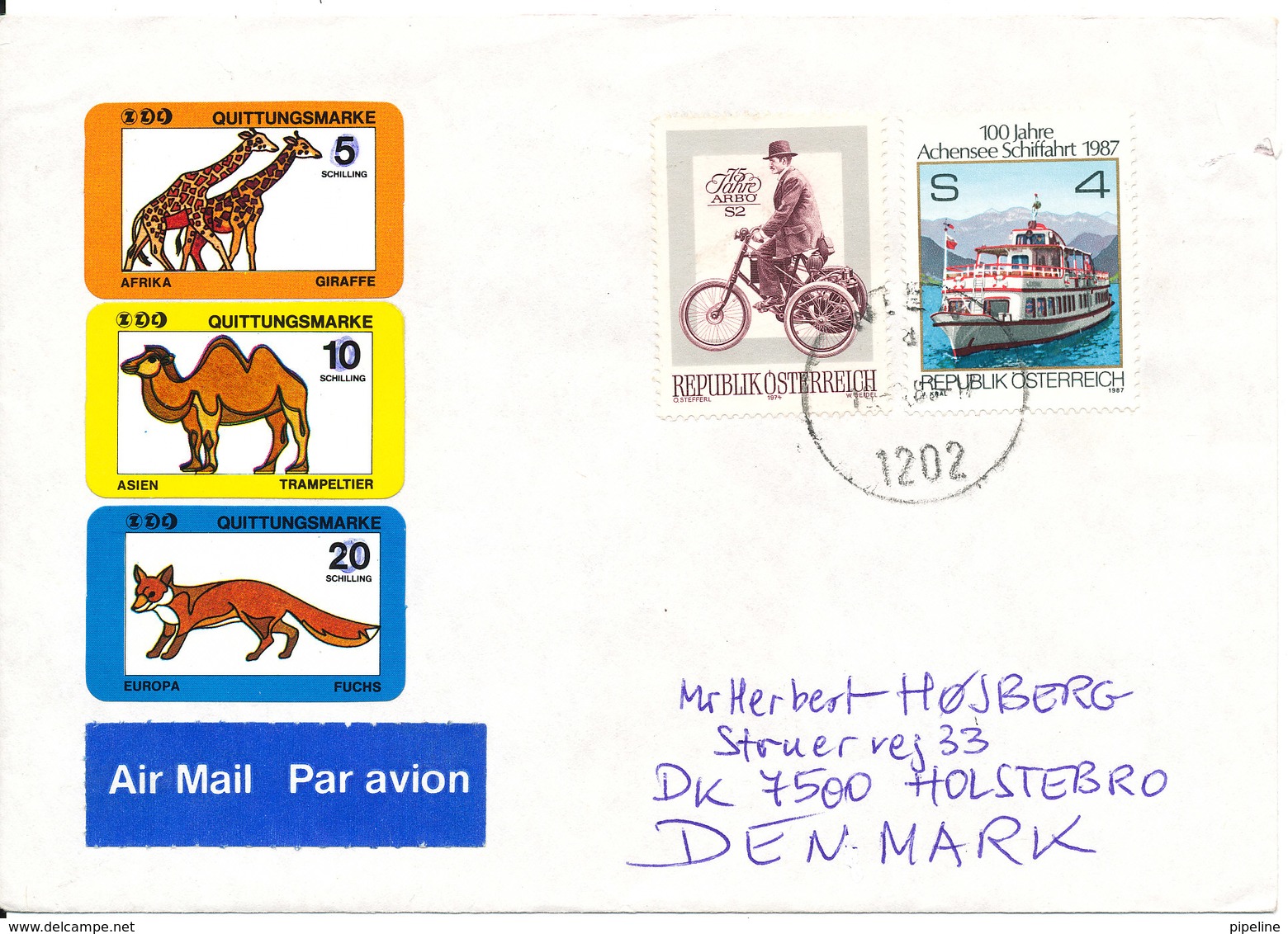 Austria Cover Sent Air Mail To Denmark (there Is A Tear In The Right Side Of The Cover) - Covers & Documents