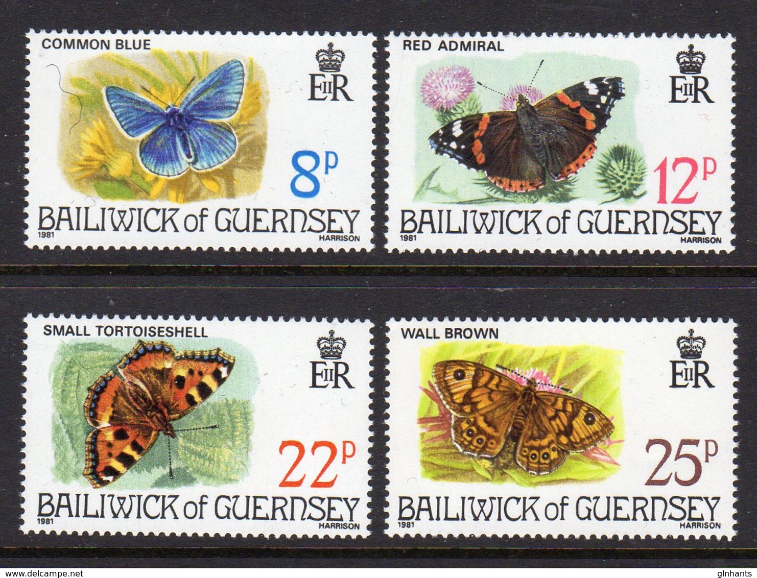 GUERNSEY - 1981 BUTTERFLIES SET (4V) FINE MNH ** SG 226-229 - Vlinders
