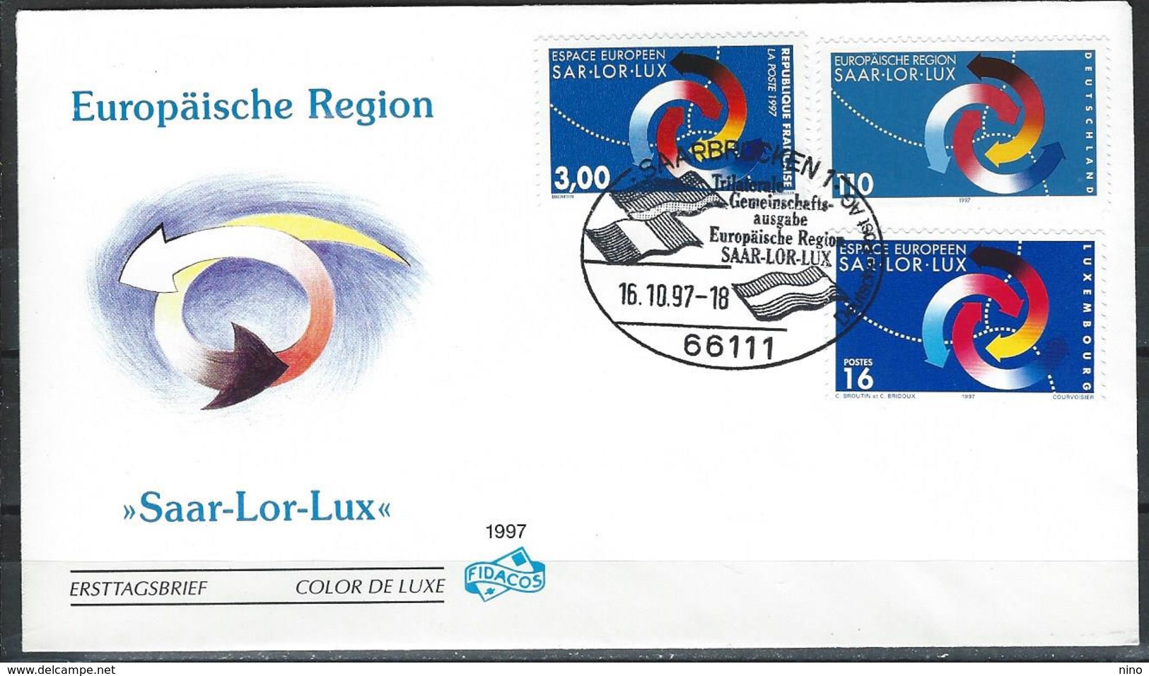 France-Germany-Luxemburg. Mixed FDC 1 Cancel. Sar.Lor.Lux. Joint Issue Of 1997 - Gezamelijke Uitgaven