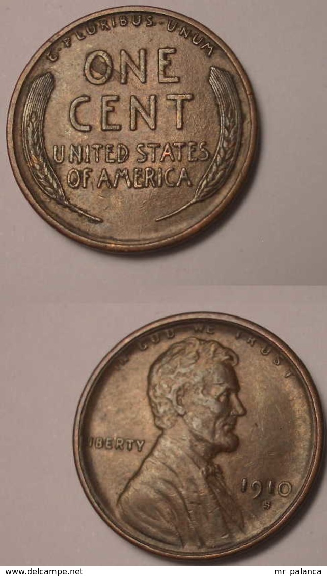 M_p> Stati Uniti 1 Cent 1910 S Lincoln - Moneta NON COMUNE - 1909-1958: Lincoln, Wheat Ears Reverse