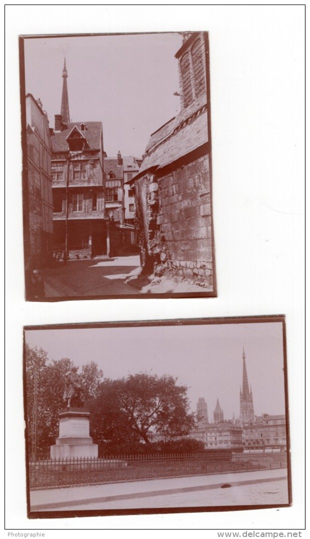 Normandie Rouen Vieilles Rues Cathedrale Pont Lot De 7 Photos Amateur Vers 1900 - Lieux