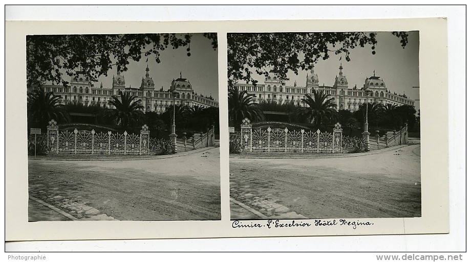 France Nice Cimiez Excelsior Hotel Regina Ancienne Photo Stereo Amateur Possemiers 1900 - Stereoscopic