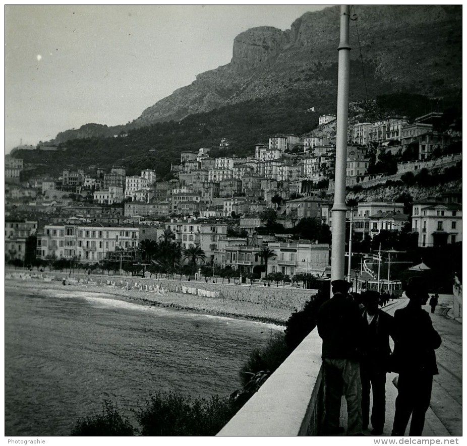 Monaco Avenue De Monte Carlo Vers La Condamine Ancienne Photo Stereo Amateur Possemiers 1900 - Stereoscopic