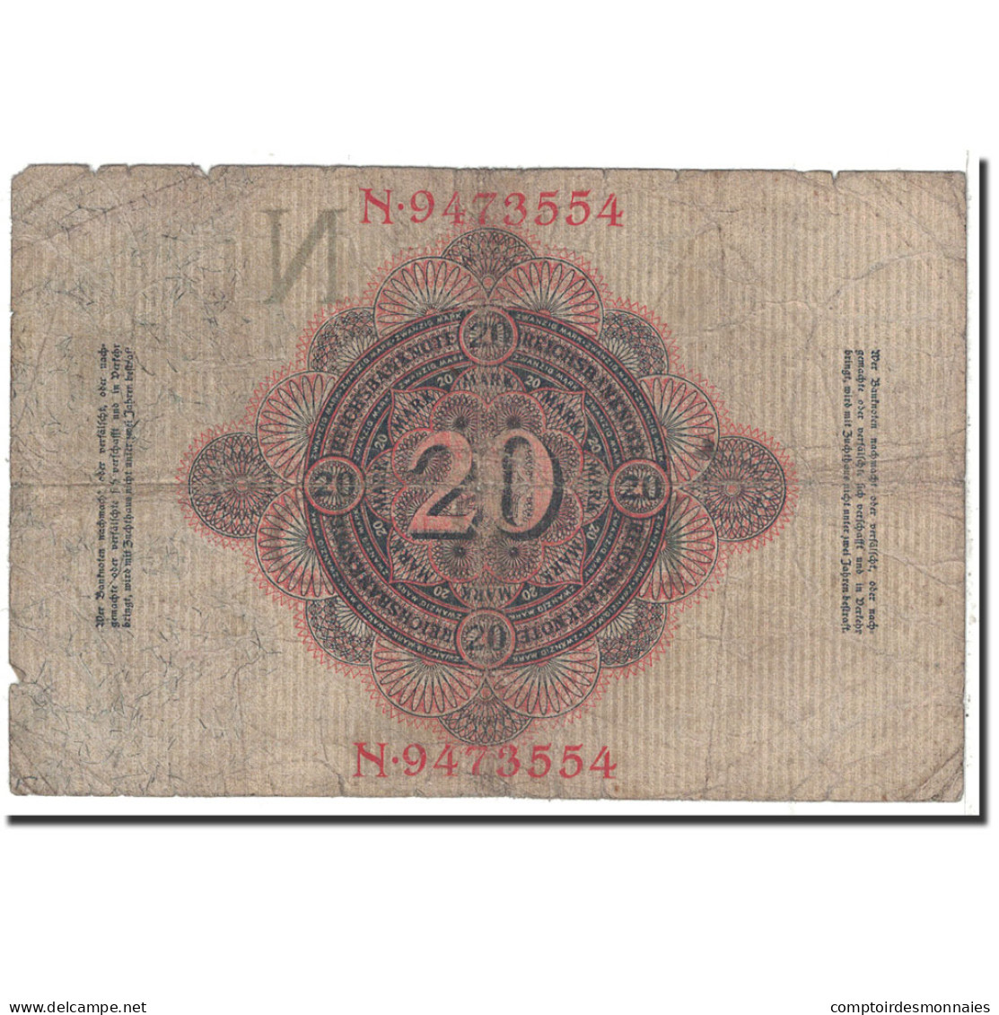 Billet, Allemagne, 20 Mark, 1910, 1910-04-21, KM:40c, B+ - 20 Mark