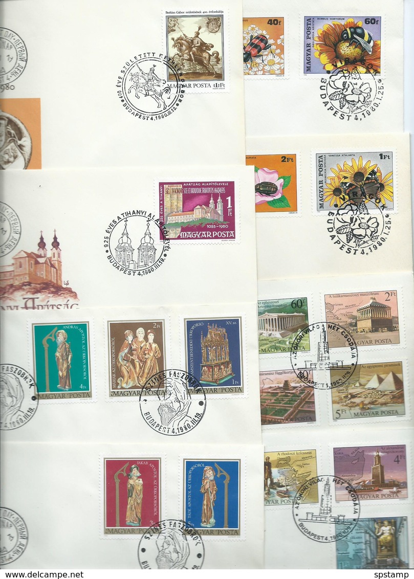 Hungary 1980 Year Collection Of 35 Different FDC , All Fine Unaddressed - Covers & Documents