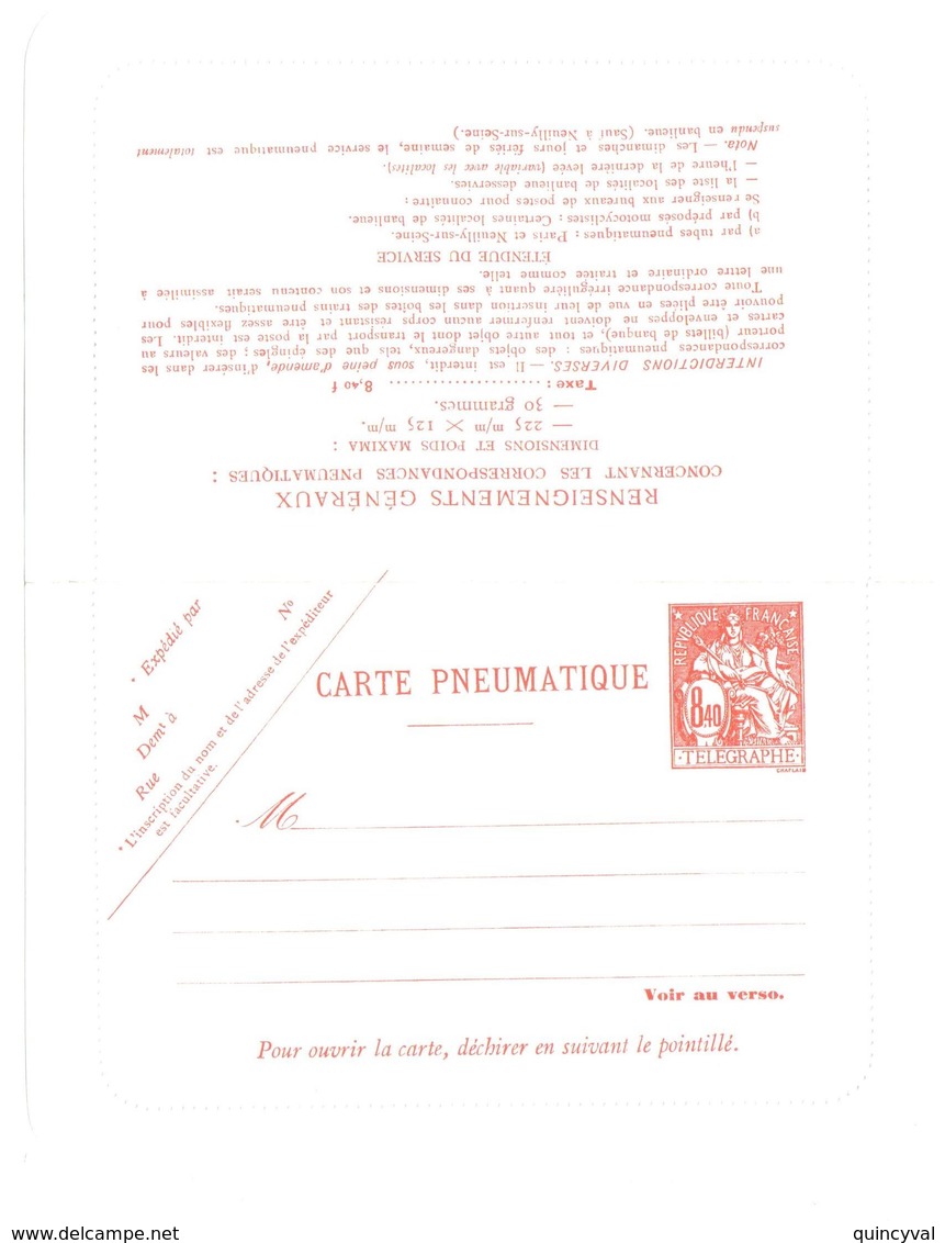 4539 PARIS Carte Lettre Pneumatique CHAPLAIN 8,40 F Tarif 1977 Neuf Yv 2623 CLPP 8f40 Storch V16 - Pneumatische Post