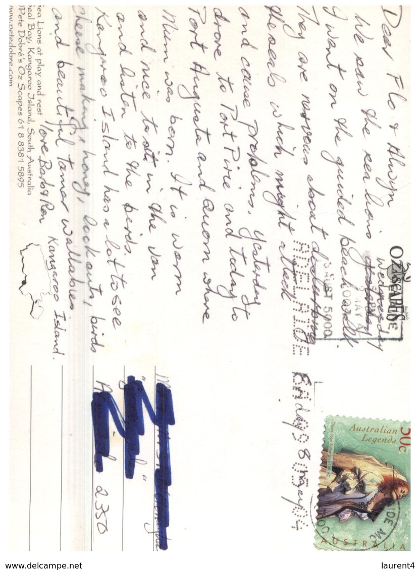 (200) Australia - (with Australian Opera Stamp At Back Of Card) - SA - Kangaroo Island And Seal - Kangaroo Islands