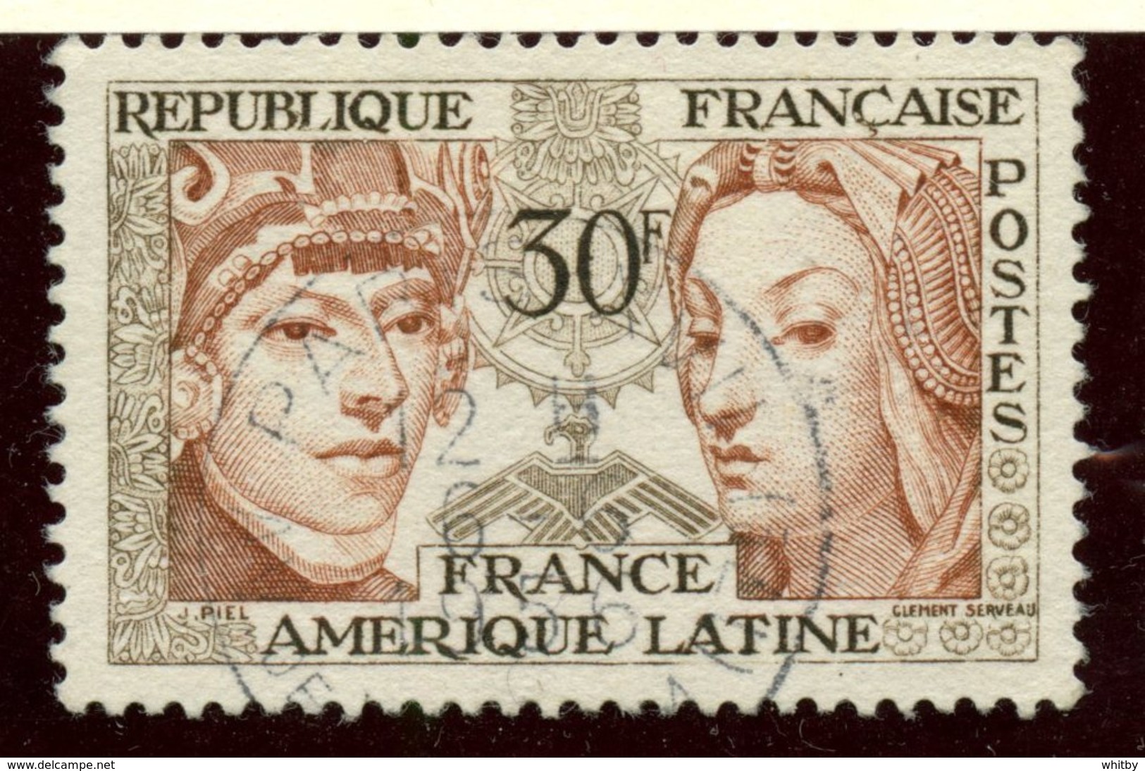 France 1956 30f  Latin America Issue  #795 - Used Stamps