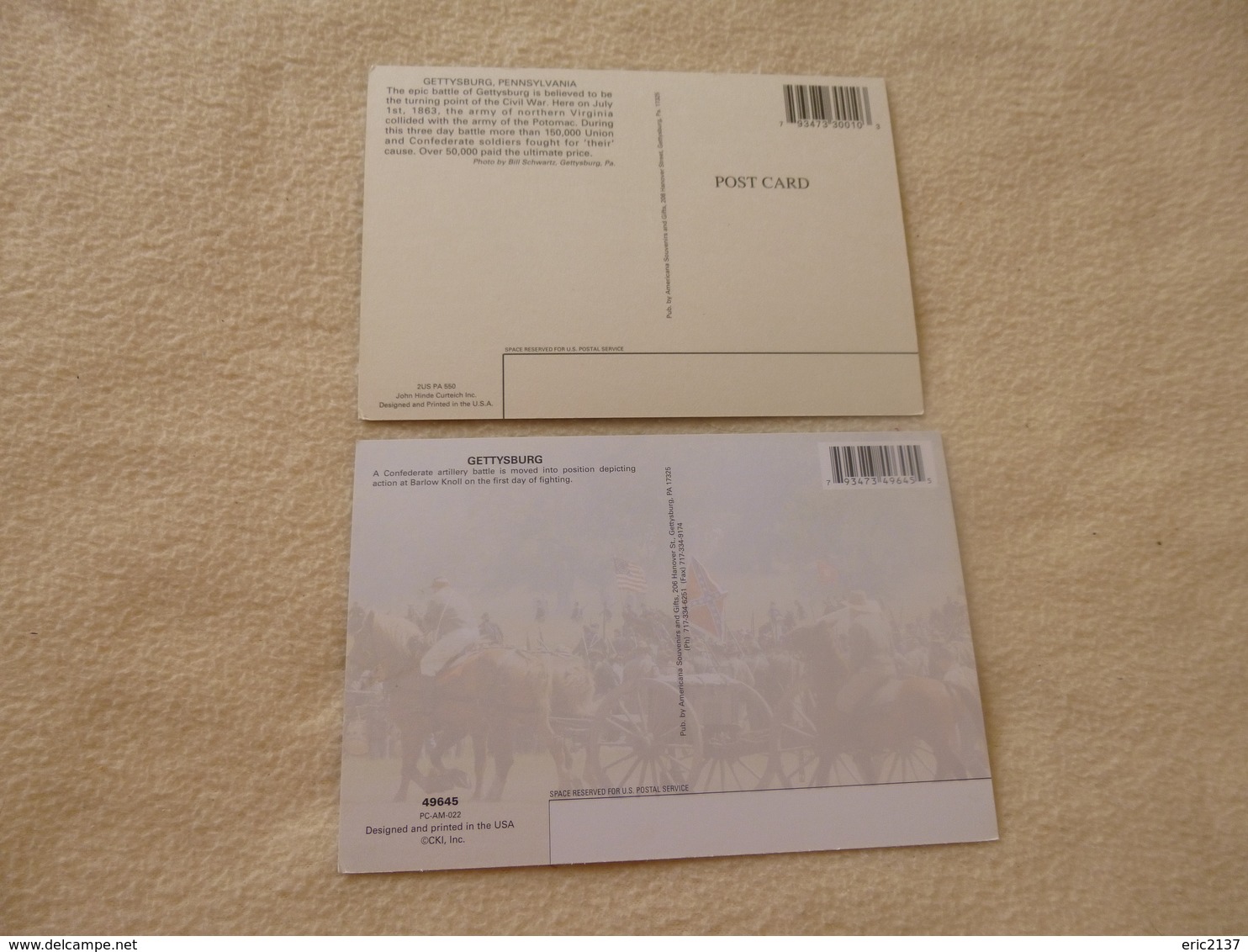 2 CARTES BATAILLE DE GETTYSBURG... - Histoire