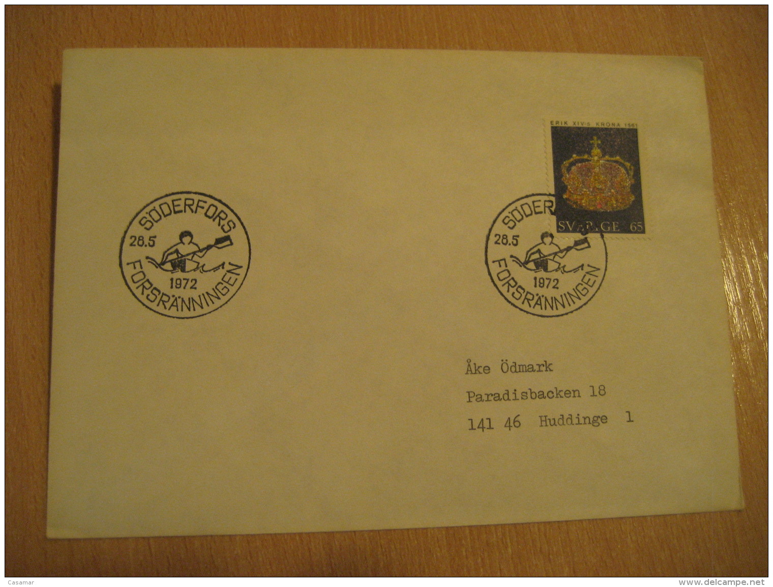 SODERFORS 1972 Cancel Cover Canoe Rowing Aviron SWEDEN - Kanu