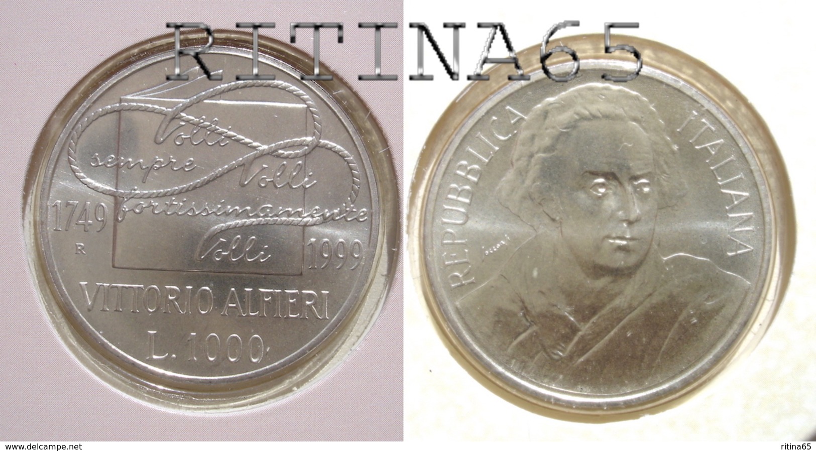 ITALIA 1000 LIRE ARGENTO 1999 VITTORIO ALFIERI FDC SIGILLATA DA SET ZECCA - 1 000 Liras