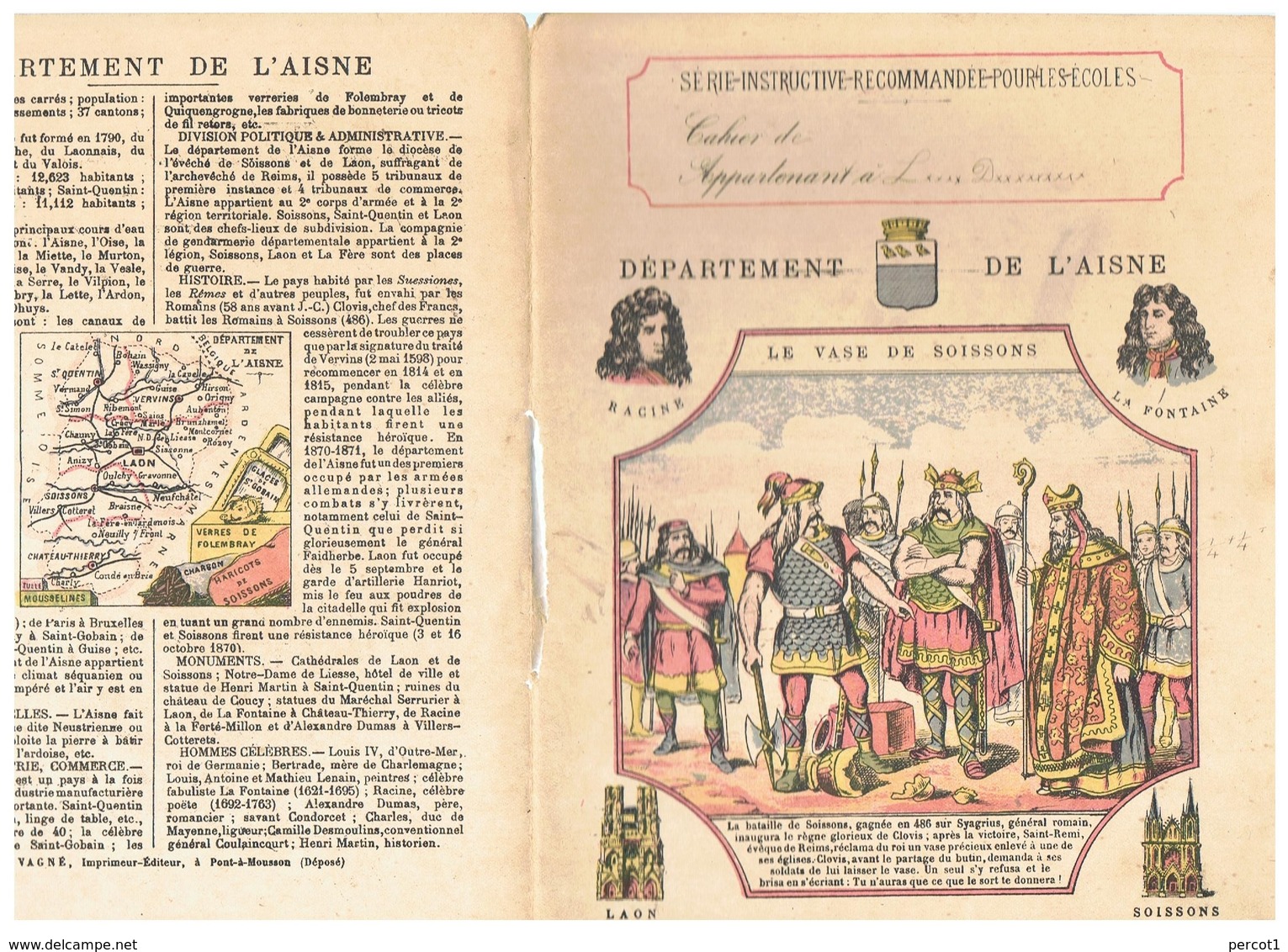 JM21.04 / PROTEGE- CAHIERS - /  DEPARTEMENT DE L AISNE ( LAON-SOISSONS...) / LE VASE DE SOISSONS - Copertine Di Libri