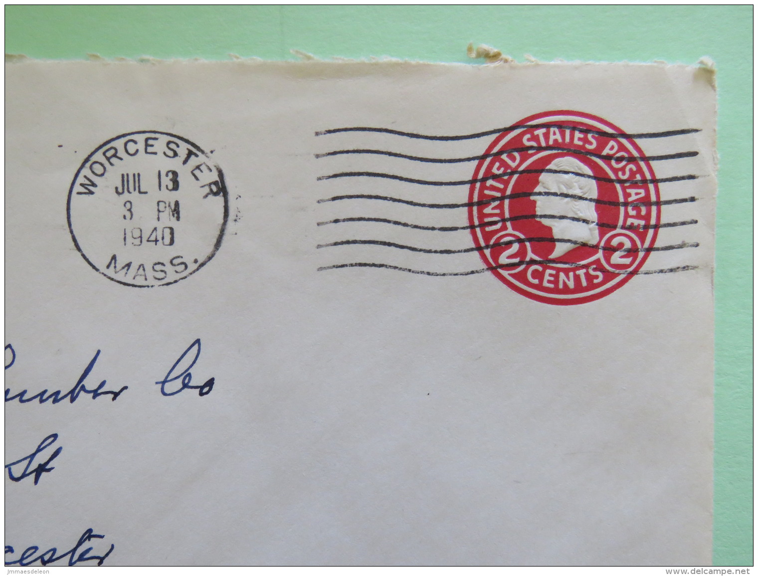 USA 1940 Stationery Cover Washington 2 C - From Worcester To Worcester - Steel - 1941-60