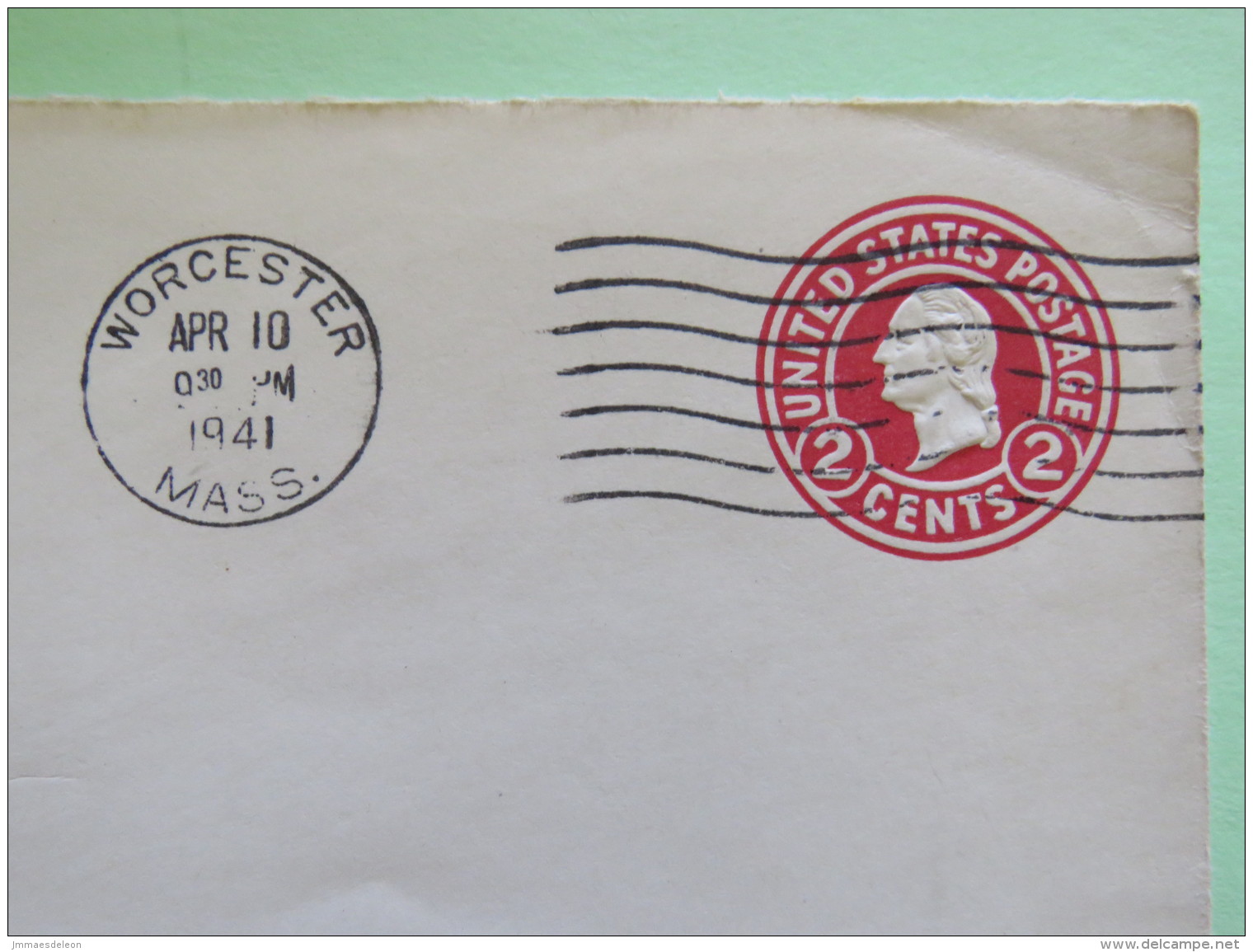 USA 1941 Stationery Cover Washington 2 C - From Worcester - Lumber - 1941-60