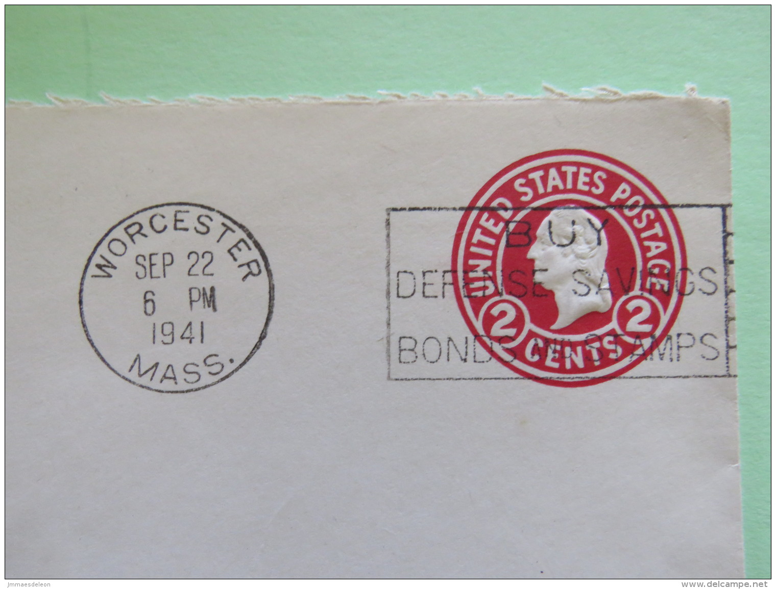 USA 1941 Stationery Cover Washington 2 C - From Worcester - Engineering - Defense Saving Bonds Slogan - 1941-60