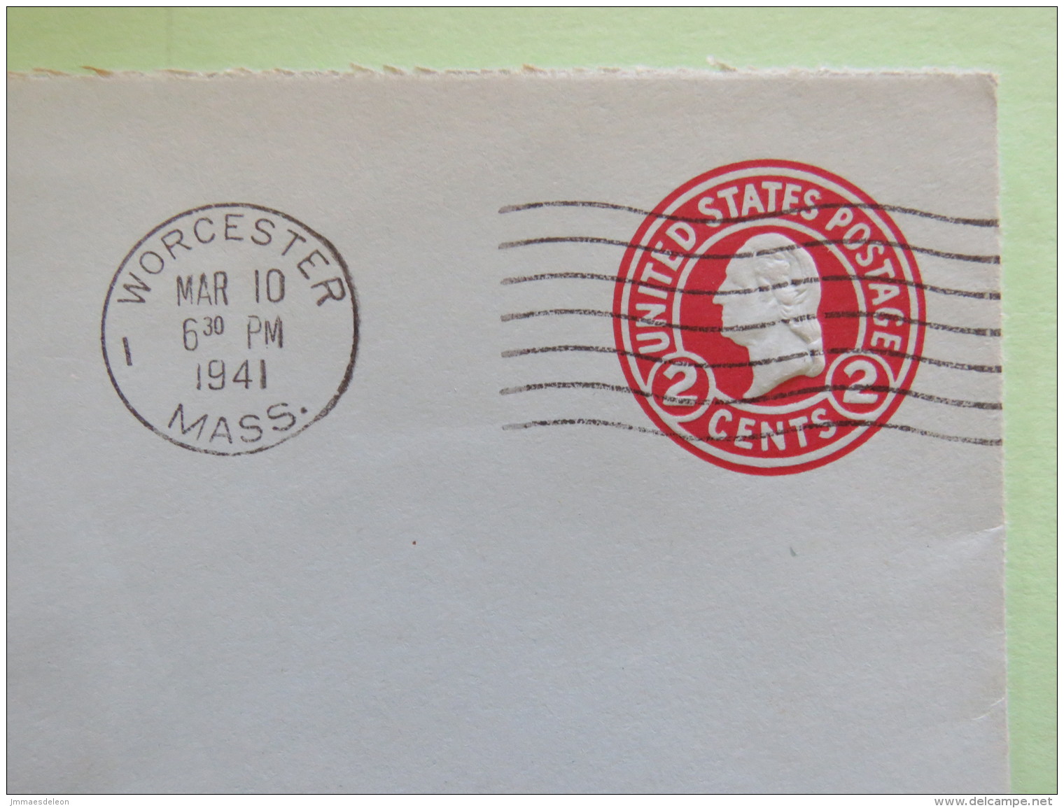 USA 1941 Stationery Cover Washington 2 C - From Worcester - Steel - 1941-60