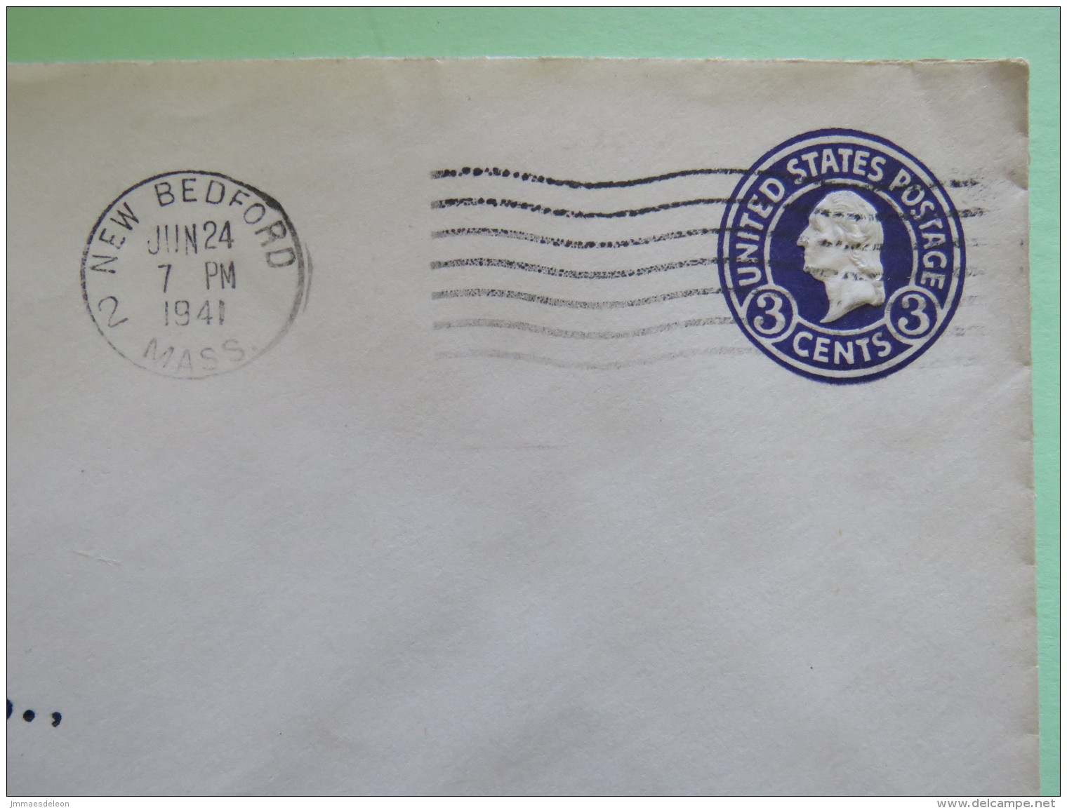 USA 1941 Stationery Cover Washington 3 C - From New Bedford To Worcester - Mills - 1941-60