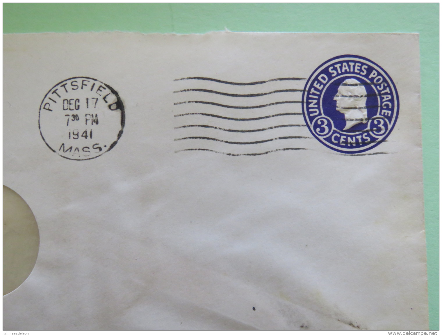 USA 1941 Stationery Cover Washington 3 C - From Pittsfield - 1941-60