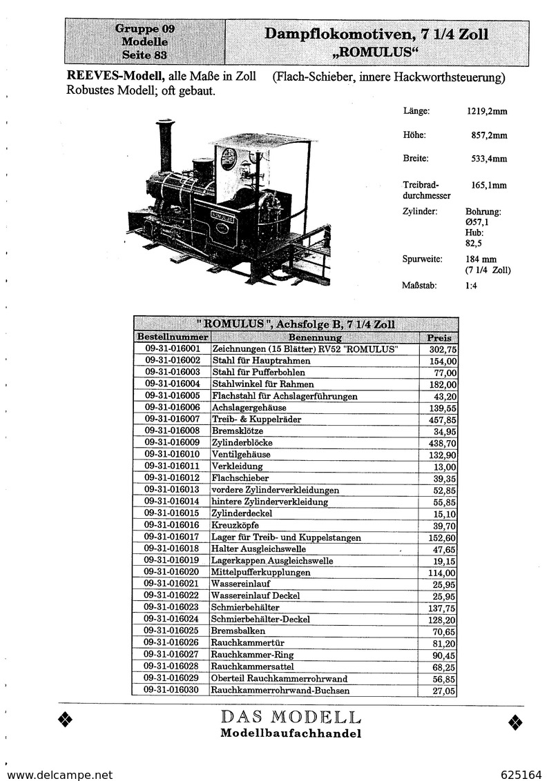 Catalogue Das Modelle 1999 REEVES WILESCO Etc. Preis DM - German