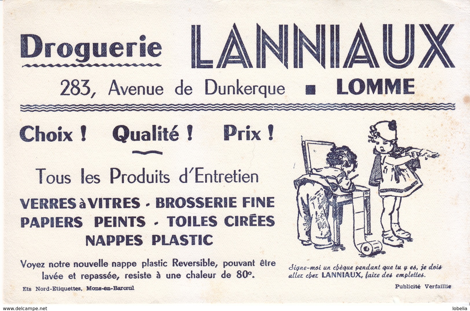 Rare Buvard Germaine Bouret Droguerie LANNIAUX Lomme Nord (voir Description) - D