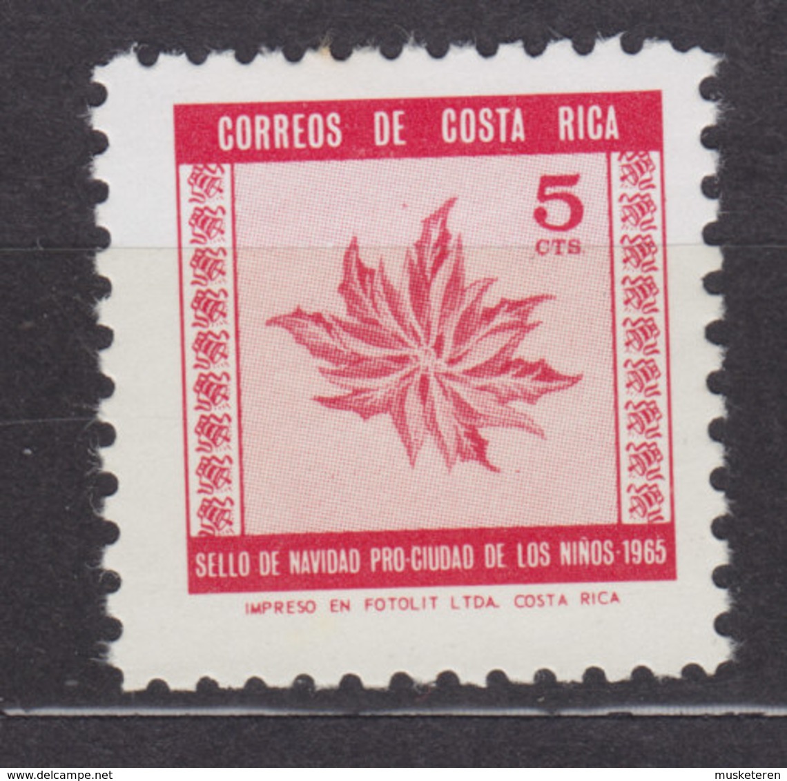 Costa Rica Zwangzuschlagmarke 1965 Mi. 30    5 C. Weihnachtsstern Pflanze, MH* - Costa Rica