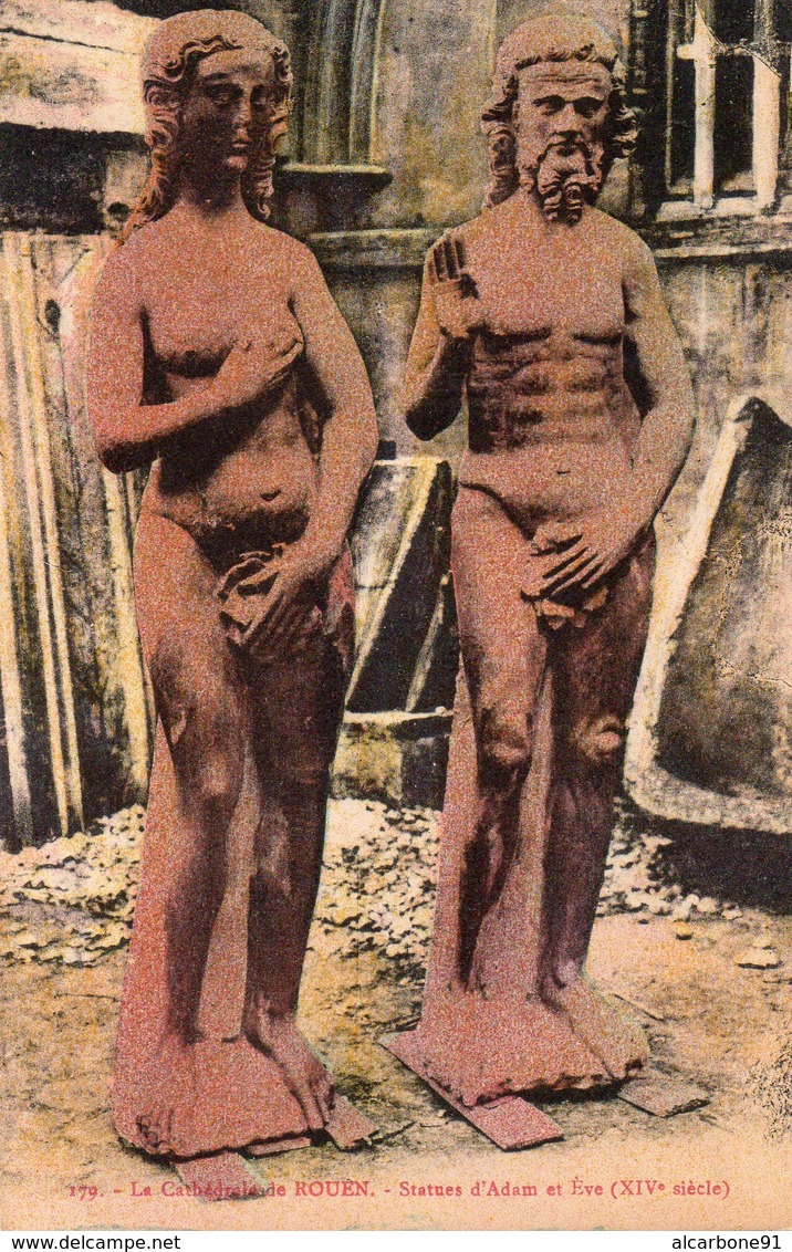 ROUEN - La Cathédrale - Statues D'Adam Et Eve - Rouen