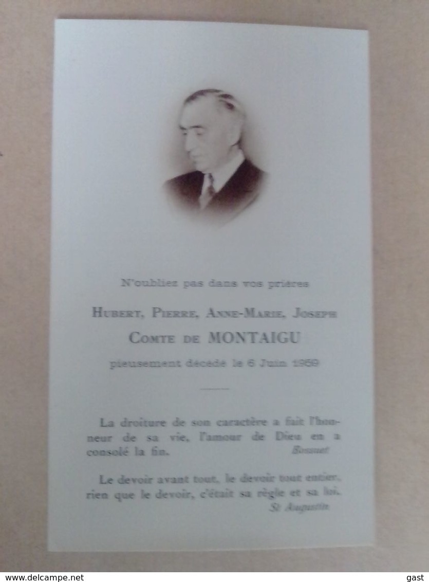 85   MONTAIGU    HUBERT  COMTE DE MONTAIGU  PIEUSEMENT DECEDE LE  6 JUIN 1959 - Montaigu