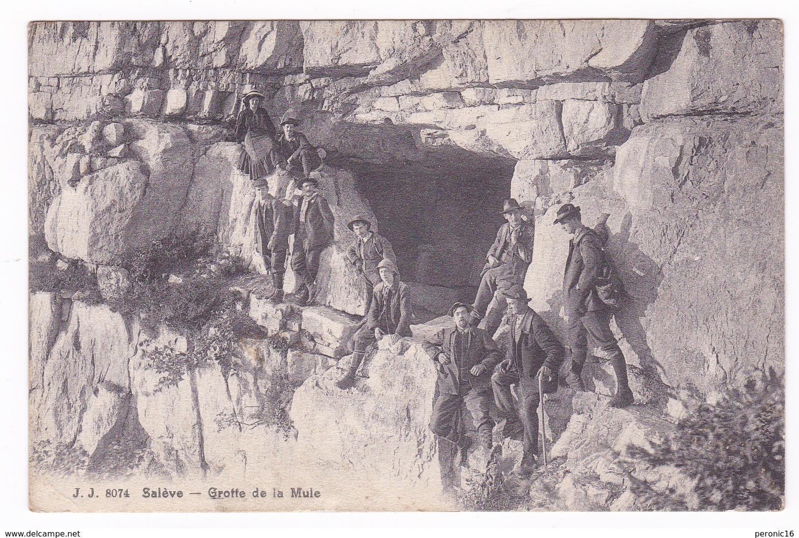 Belle CPA Animée Salève (Haute-Savoie), Grotte De La Mule, Alpinisme. A Voyagé En 1910 - Other & Unclassified