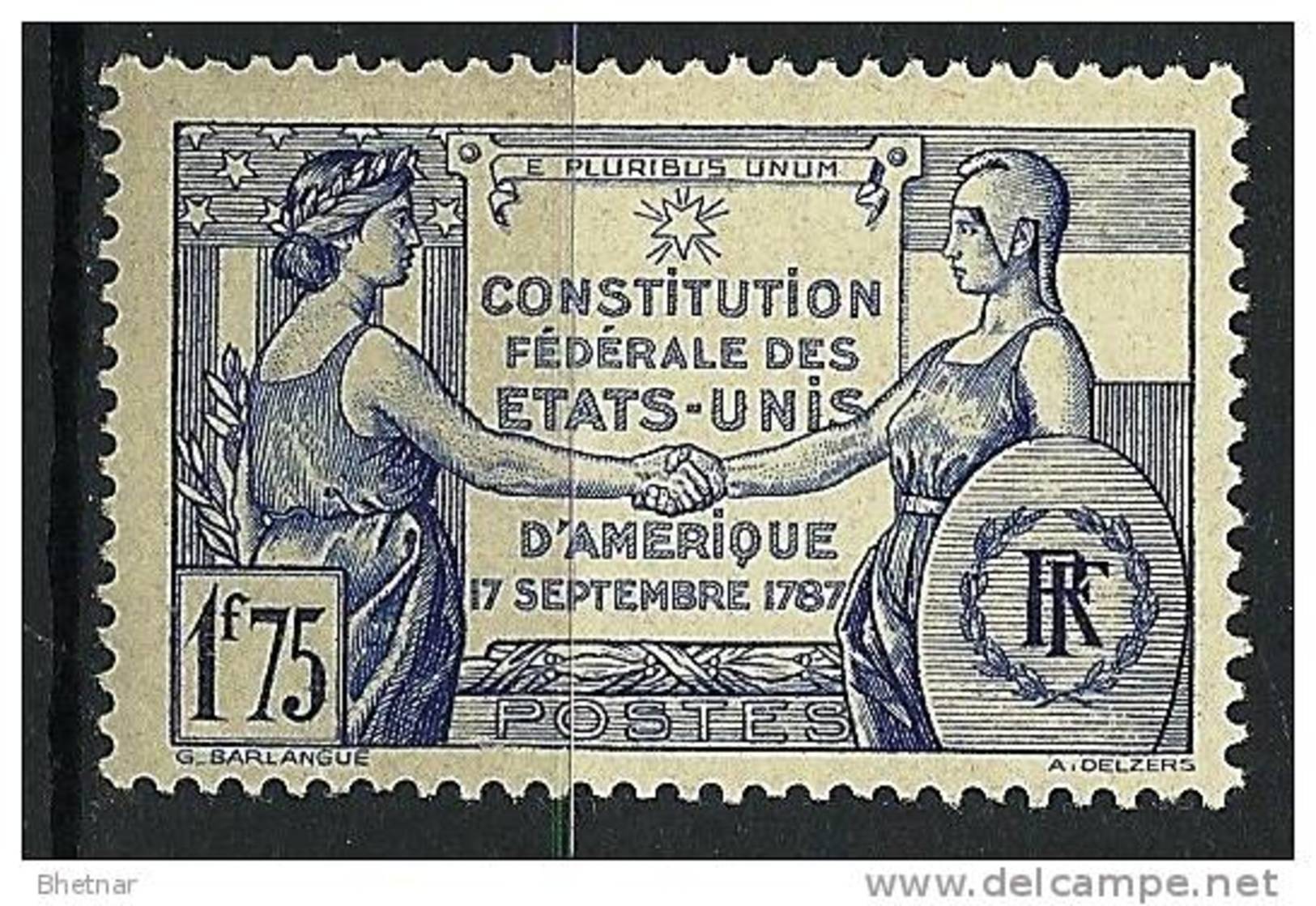 FR YT 357 " Constitution Des Etats -Unis " 1937 Neuf** - Neufs