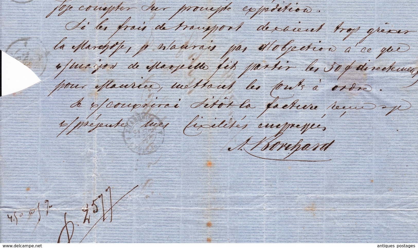 Lettre 1857 avec Correspondance Bordeaux Gironde Lyon Rhône Vermouth Vin Wine