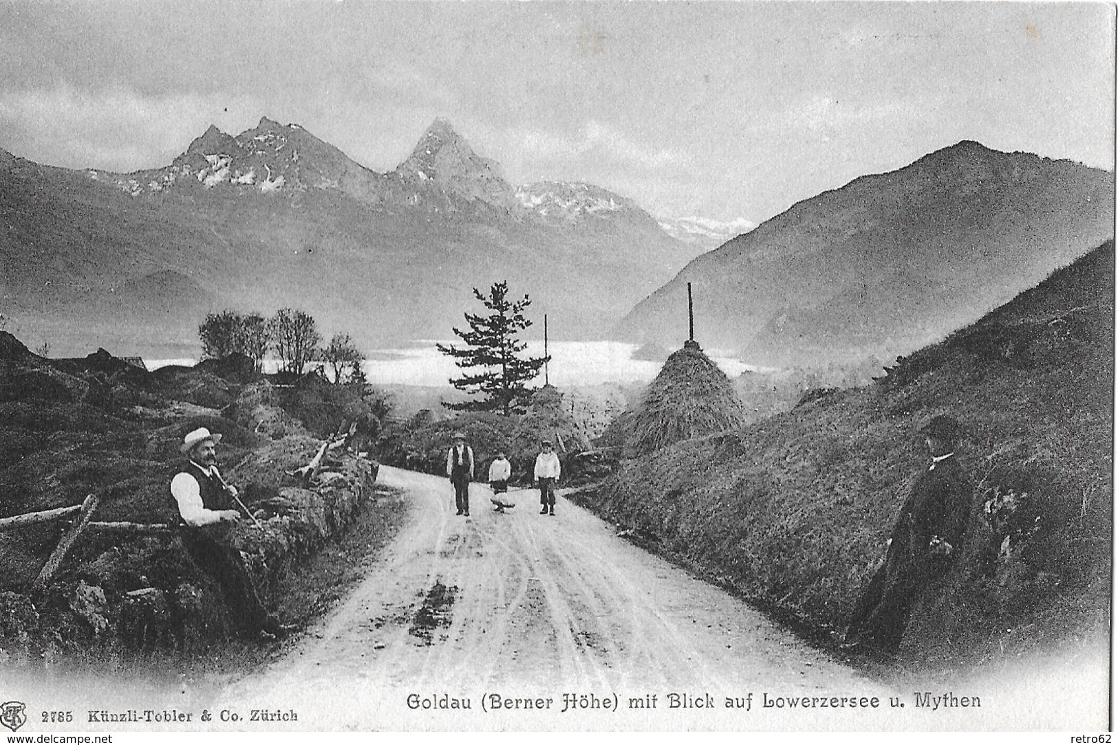 GOLDAU → Berner Höhe Mit Blick Auf Lauerzersee & Mythen Mit Passanten, Ca.1910 - Lauerz