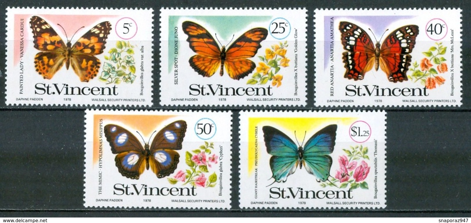 1978 St.Vincent Farfalle Butterflies Papillons MNH** Ye130 - St.Vincent (...-1979)