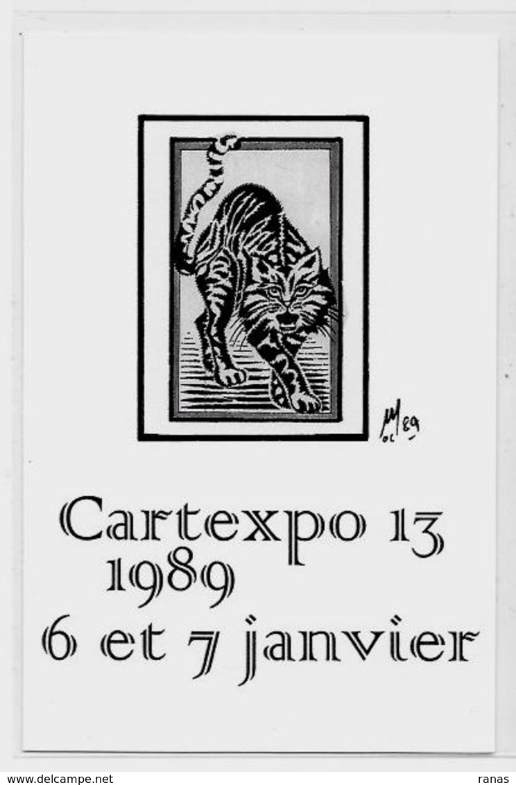 CPM Cartexpo 13 Par MOC 1989 Non Circulé Salon De Cartes Postales Chat Cat - Bourses & Salons De Collections