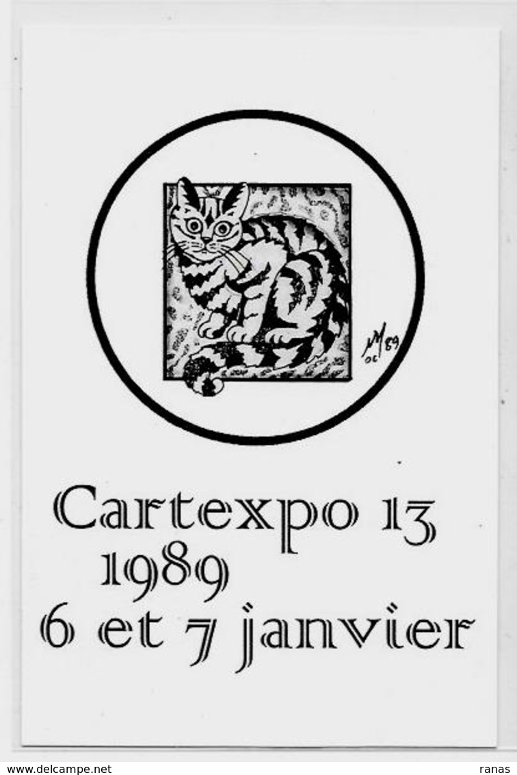 CPM Cartexpo 13 Par MOC 1989 Non Circulé Salon De Cartes Postales Chat Cat - Collector Fairs & Bourses