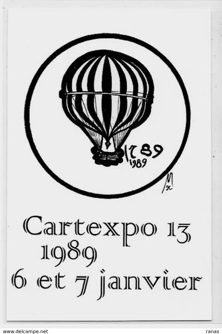 CPM Cartexpo 13 Par MOC 1989 Non Circulé Salon De Cartes Postales Ballon Montgolfière - Collector Fairs & Bourses