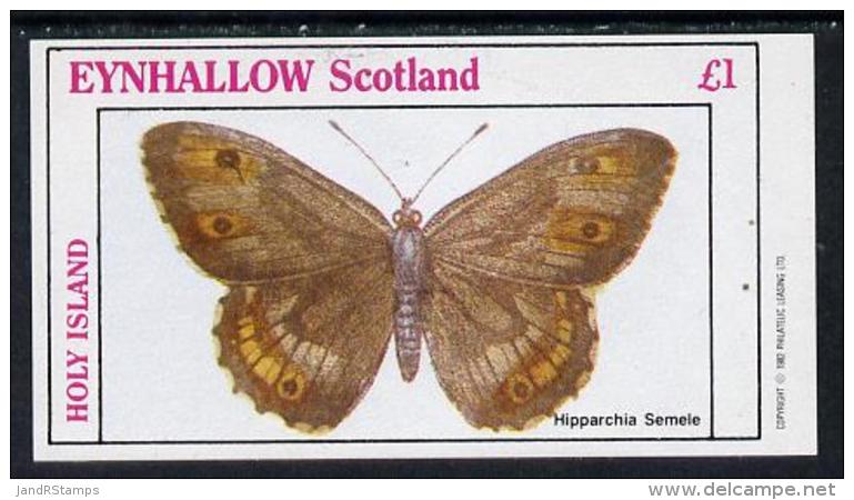 8333 Eynhallow 1982 Butterflies (Hipparchia Semele) Imperf Souvenir Sheet (1 Value) Unmounted Mint - Mariposas