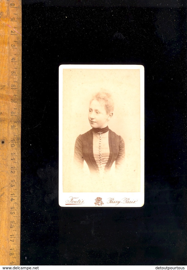 Photographie Cdv : Jeune Fille / Photographe MH FONTES 51 Rue De Passy PASSY PARIS - Persone Anonimi