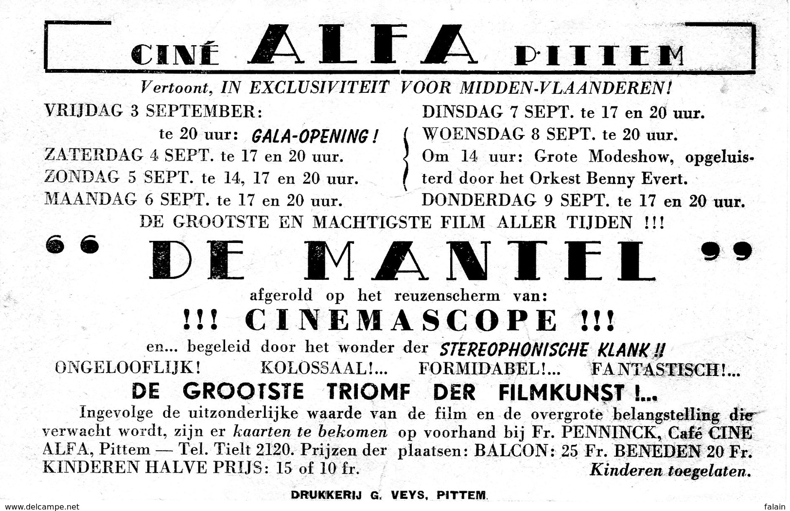 Pittem;cinéma Alfa. - Advertising