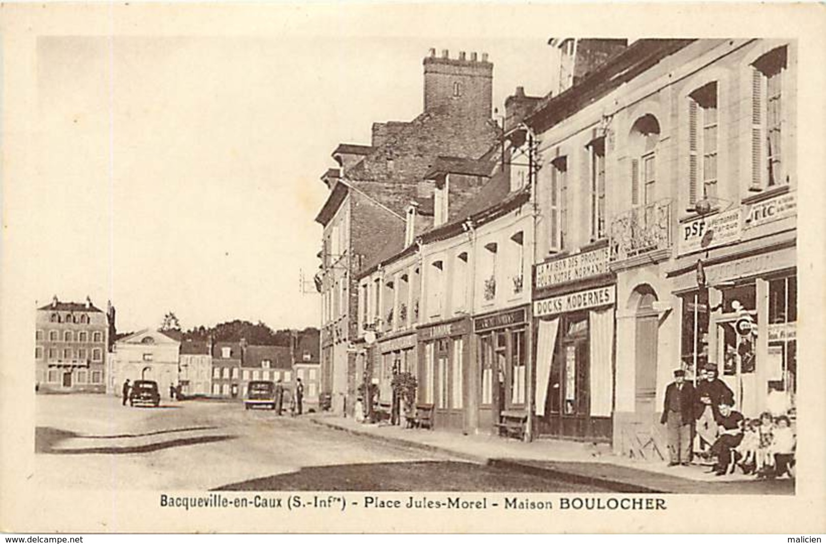 - Seine Maritime - Ref-B822- Bacqueville En Caux - Place Jules Morel - Maison Boulocher - Magasin Damane - Docks - Cafe - Autres & Non Classés