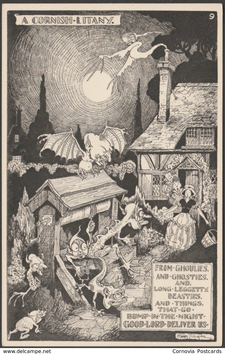 A Cornish Litany, Ghoulies And Ghosties, C.1920 - Stan T Chaplin Postcard - Fairy Tales, Popular Stories & Legends