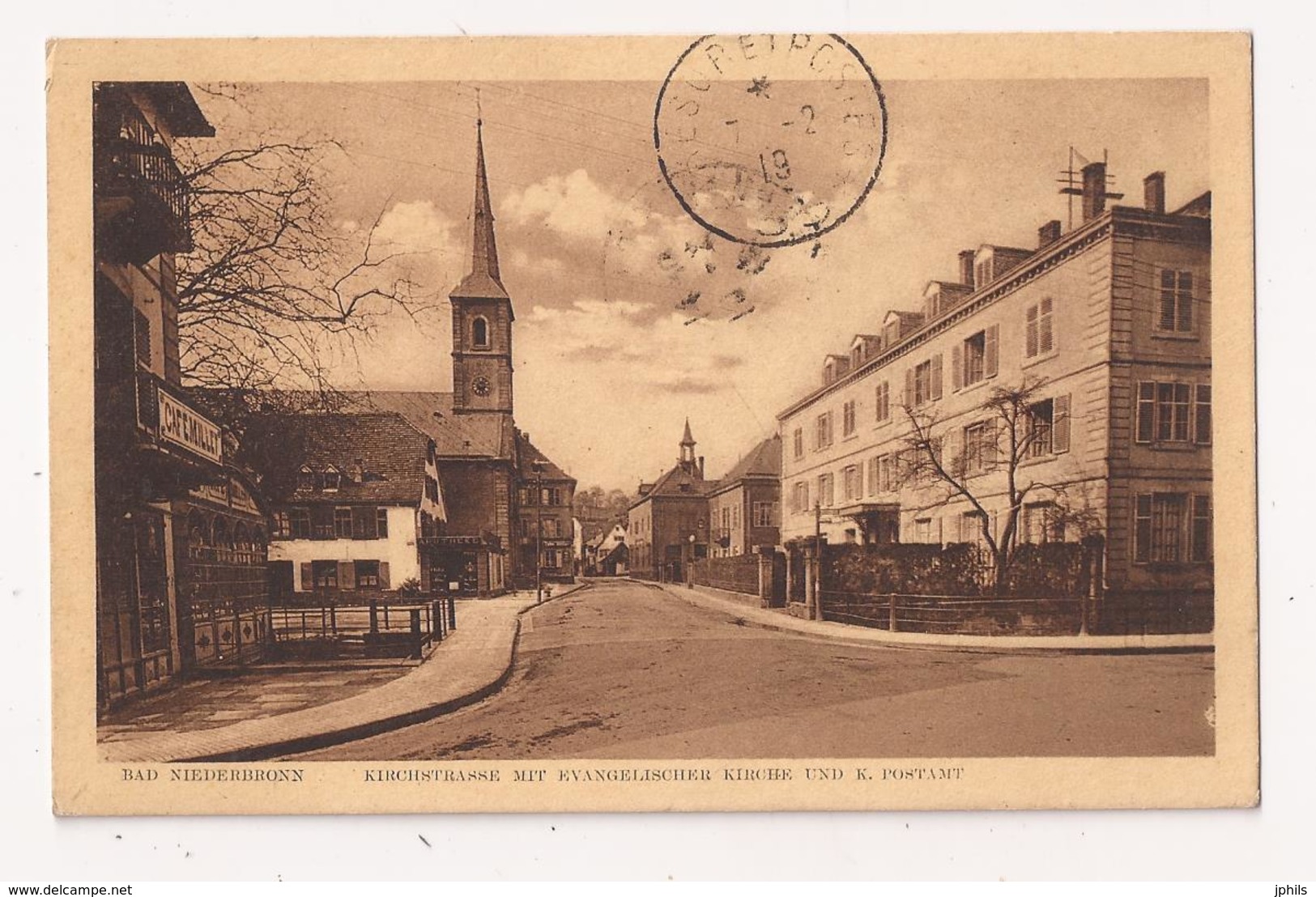 ( 67 ) NIEDERBRONN KIRCHSTRASSE MIT KIRCHE UND K POSTAMT CAFE MILLET - Niederbronn Les Bains