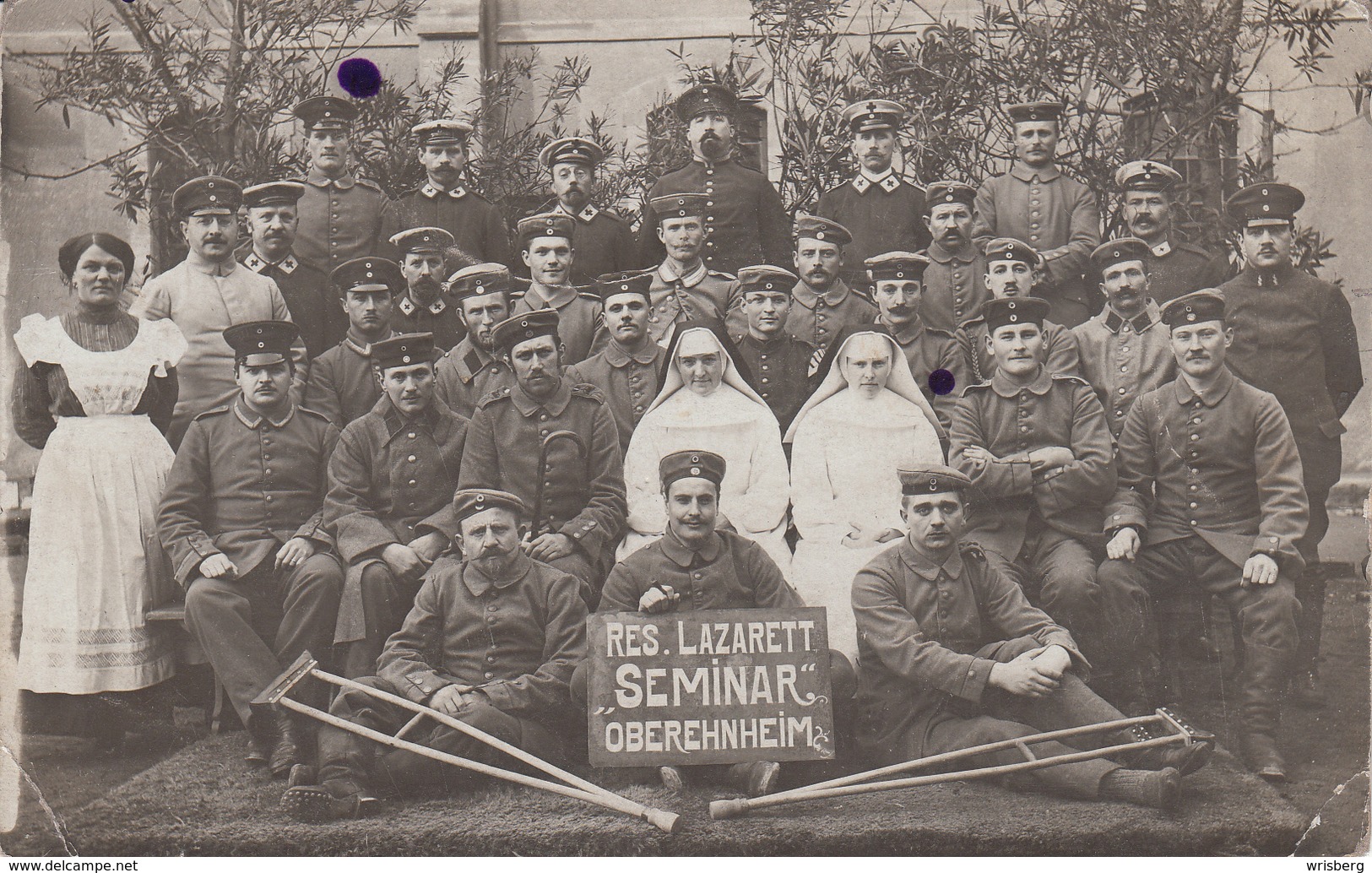 Res. Lazarett "Seminar" OBEREHNHEIM Avec Un Groupe De Soldats - Guerre De 1914-18