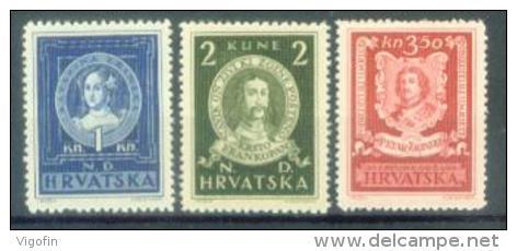 HR 1943-103-5 FAMOUS PERSONS, CROATIA HRVATSKA, 3v, MNH - Croatie