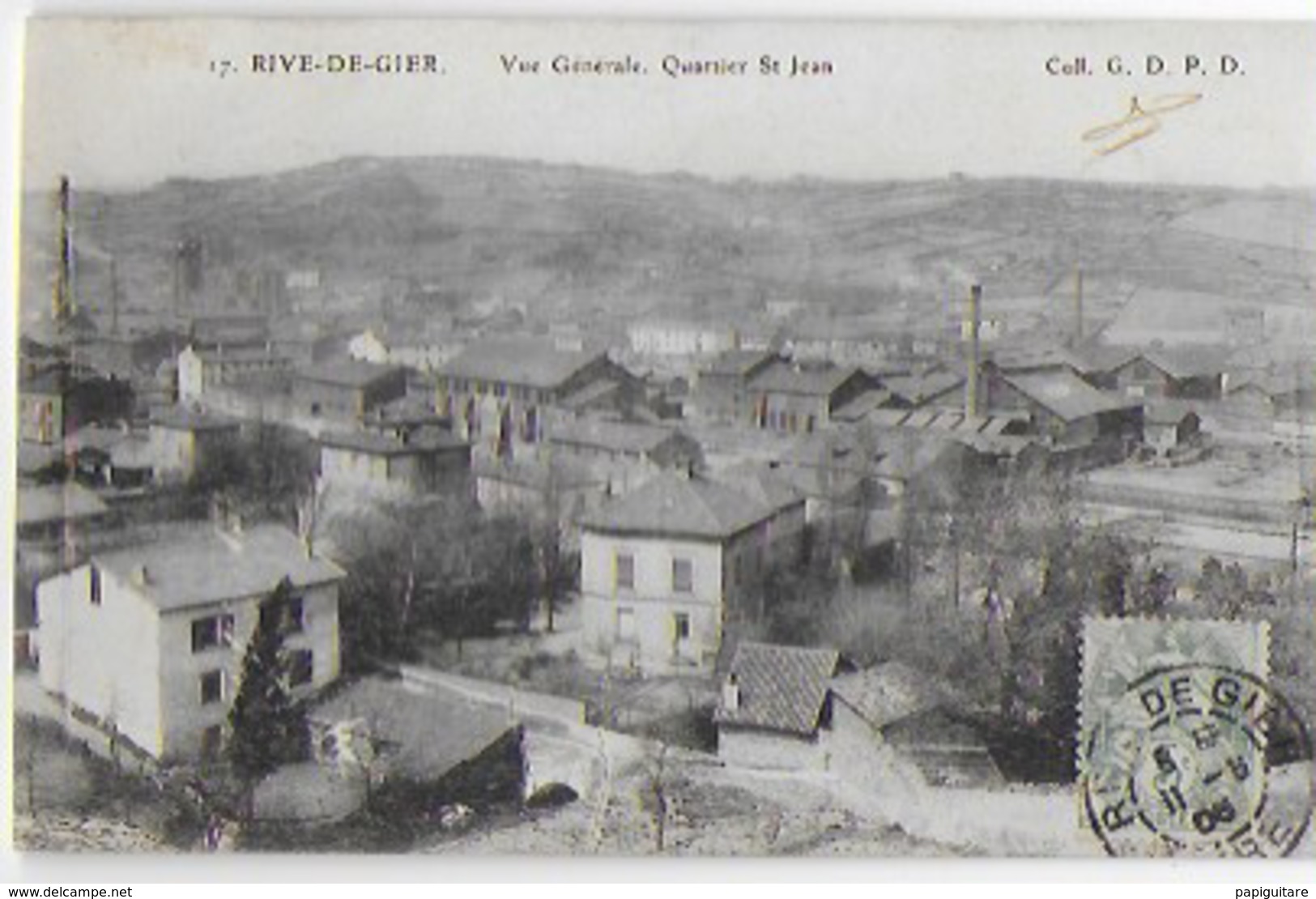 Cpa Bon état    Rive-de-gier ,   Vue Générale Quartier St-jean , Timbre Courrier Verso , Carte Rare - Rive De Gier