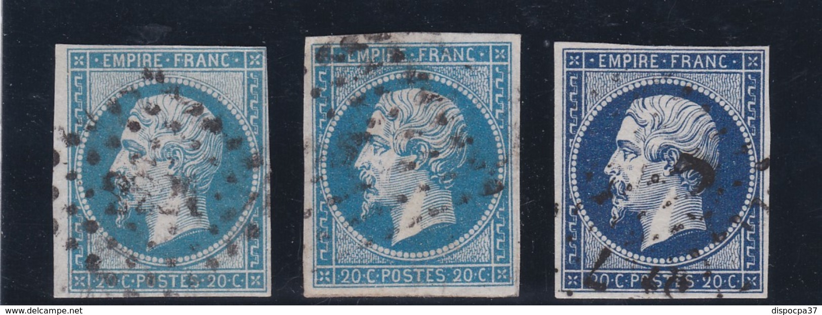 AC3  - NAPOLEON N°14 OBL / 3 NUANCES - 1853-1860 Napoléon III.