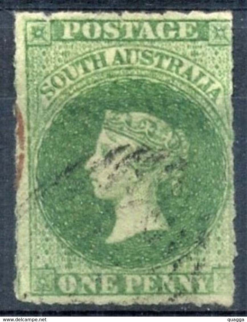 South Australia 1860. 1d Deep Green (rouletted - Large Star). SG 23. - Gebraucht