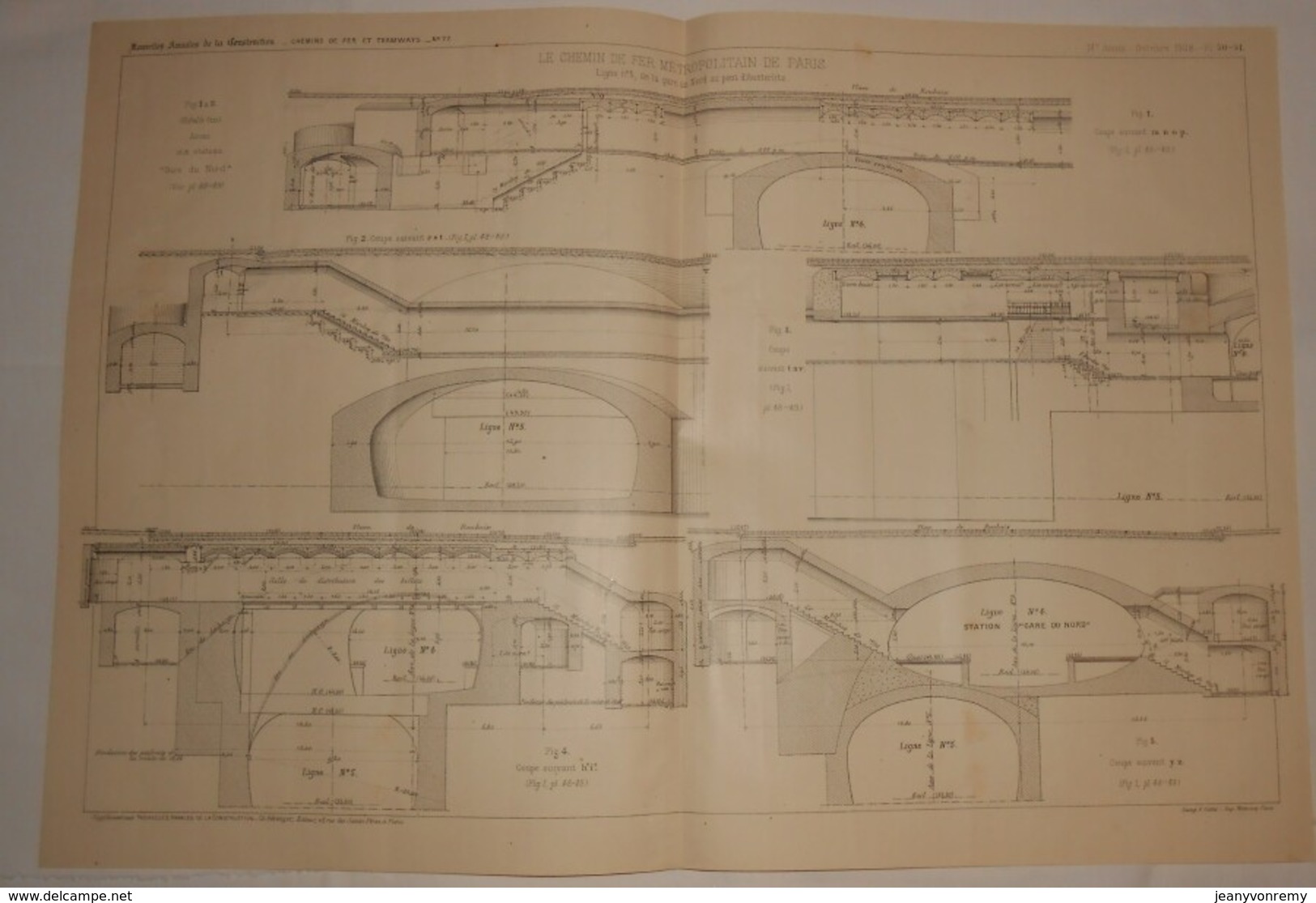 Plan Du Chemin De Fer Métropolitain De Paris. 1908 - Travaux Publics